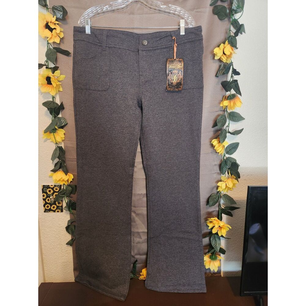 NWT Jane Doe Gray Cotton Spandex Stretch Casual Pants Flare Leg Size 16